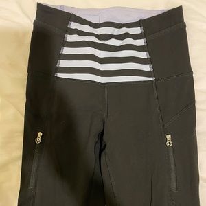 Purple striped black lulu leggings